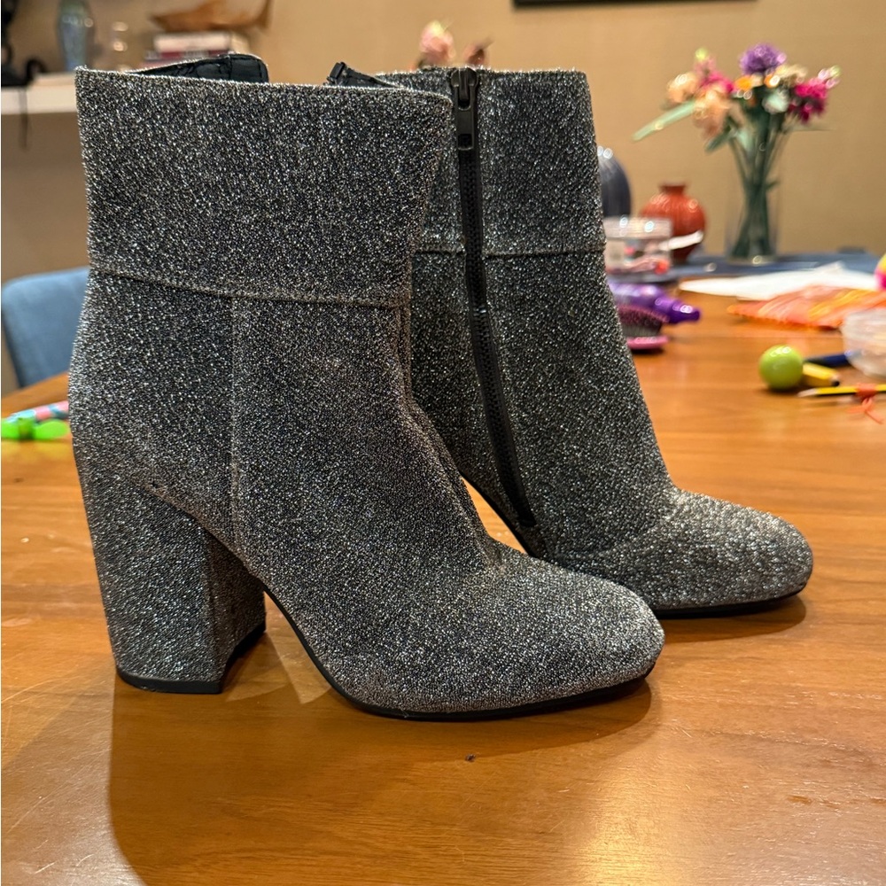 Steve Madden Silver Ankle Boots - worn once